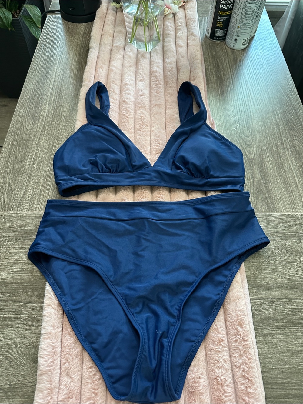Navy High-Waist Bikini Set – Classic Support Top